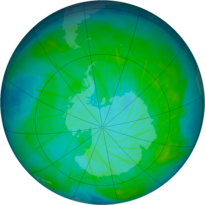 Antarctic ozone map for 10 January 2010